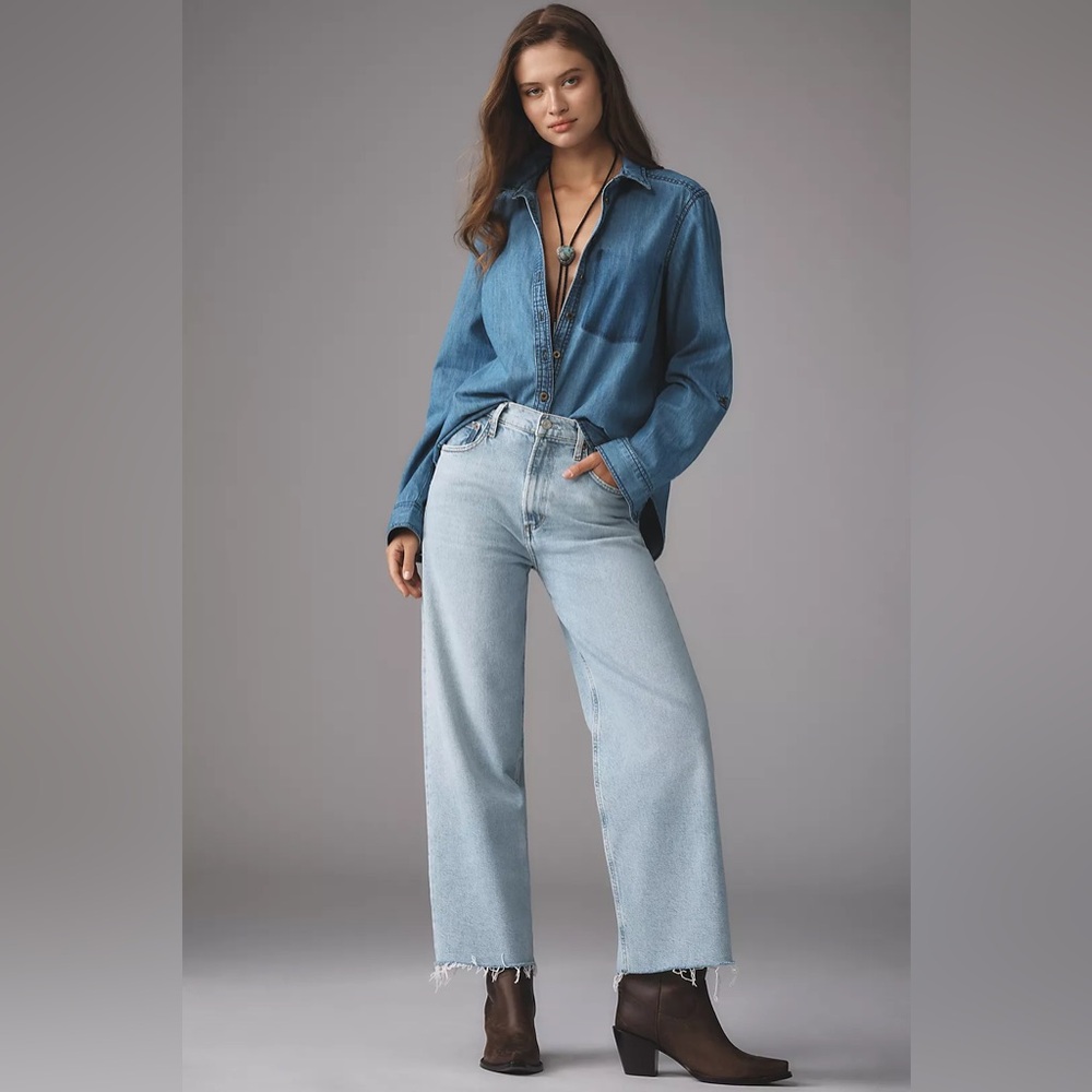 Anthropologie AGOLDE Ren High-Rise Crop Wide-Leg Jeans